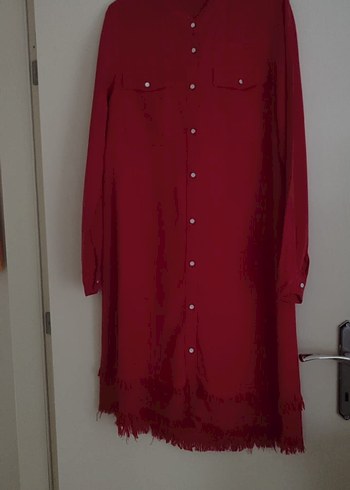 Kırmızı Uzun Tunik Gömlek - Görsel 6