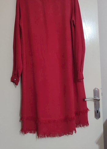 Kırmızı Uzun Tunik Gömlek - Görsel 4