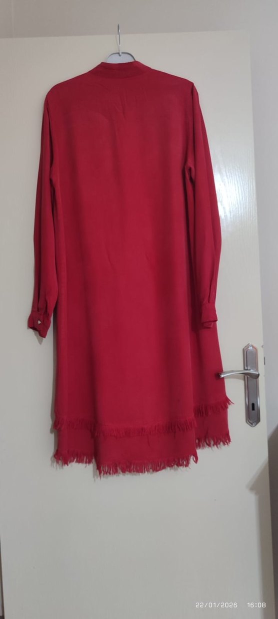 Kırmızı Uzun Tunik Gömlek - Görsel 4