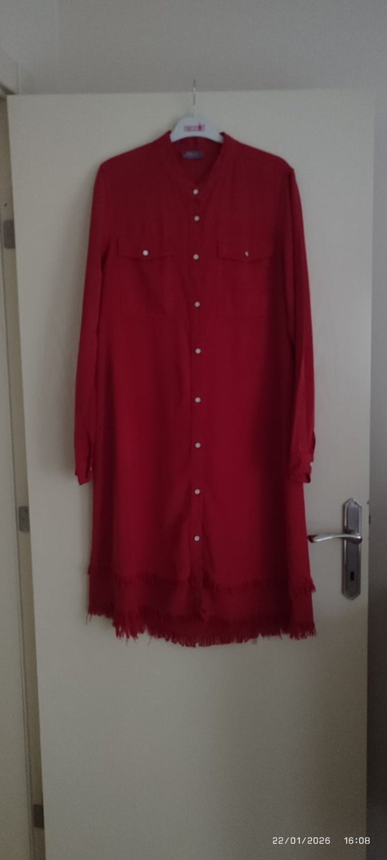 Kırmızı Uzun Tunik Gömlek - Görsel 3
