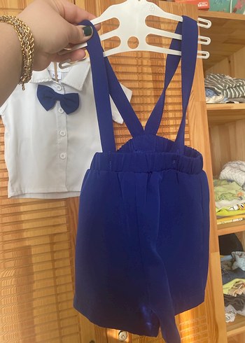 Mavi Papyonlu Bebek Erkek Kısa Kollu Takım - Görsel 6