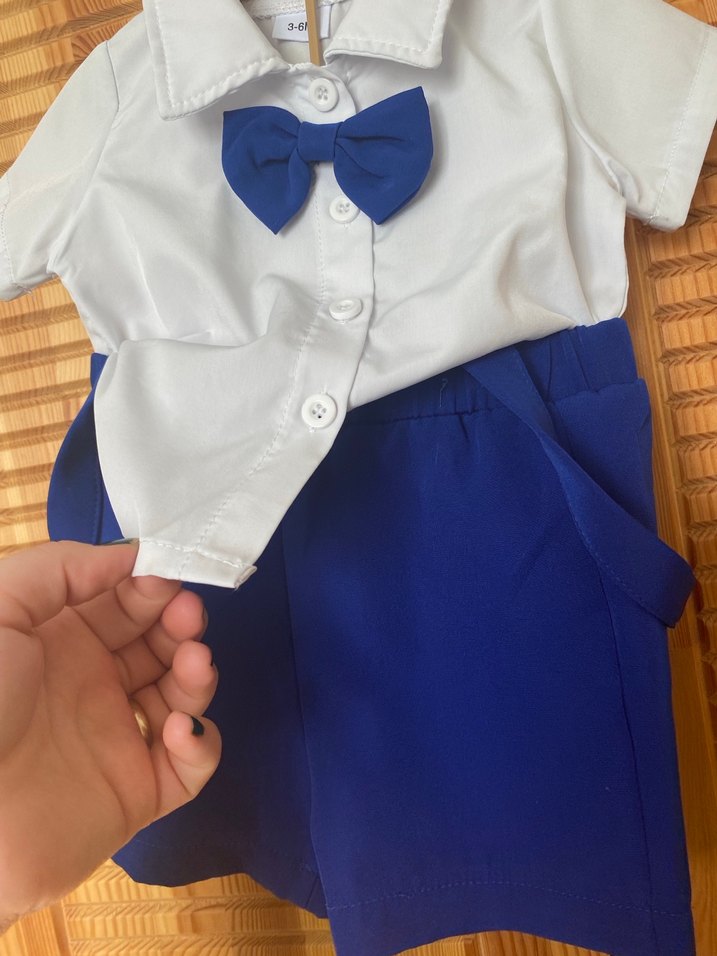 Mavi Papyonlu Bebek Erkek Kısa Kollu Takım - Görsel 4