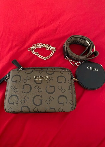 Beden kahverengi Renk GUESS Zincir Detaylı Kahverengi Kadın Çanta