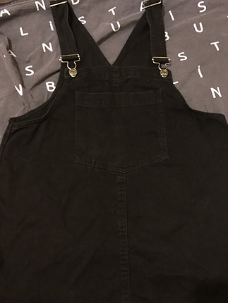 Siyah denim salopet