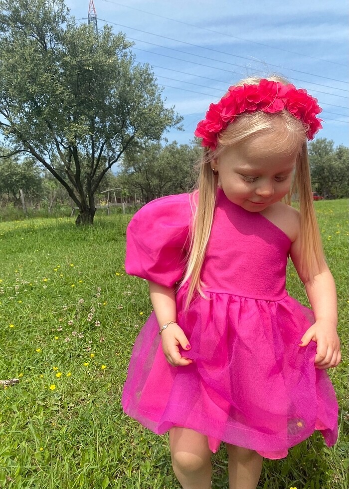 Fuşya elbise 2 kez giyildi temizdir - Görsel 2