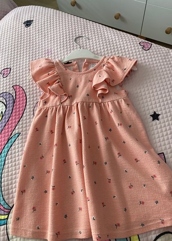 Kız Çocuk Pembe Fırfırlı Pamuklu Elbise tek elbise fiyatı - Görsel 2