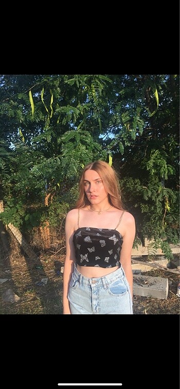 siyah crop askılı shein