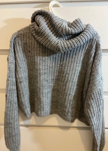 Gri Örme Boğazlı Kadın Kazak - Görsel 4