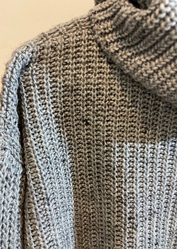 Gri Örme Boğazlı Kadın Kazak - Görsel 2