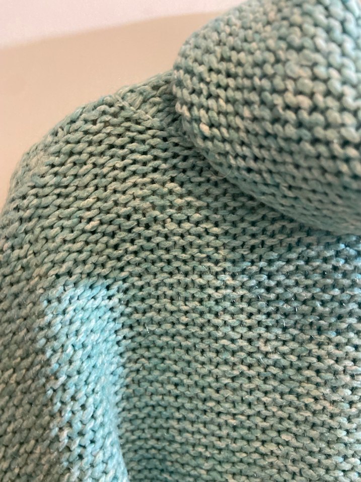 Turkuaz Örgü Bohem Balıkçı Yaka Kadın Kazak - Görsel 3