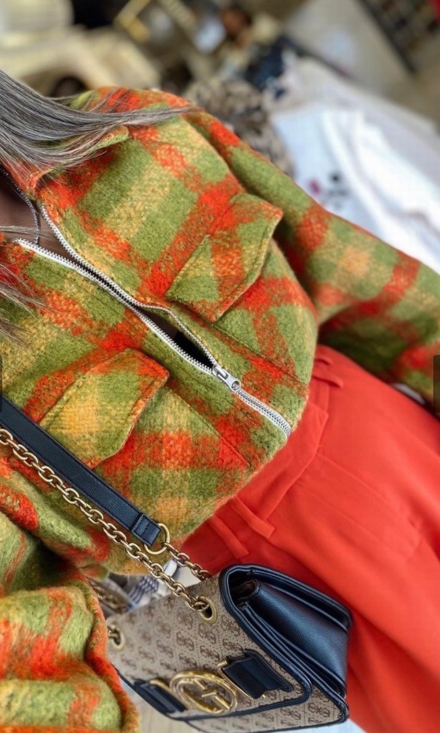 Oversize Yeşil Turuncu Mevsimlik Ceket - Görsel 2