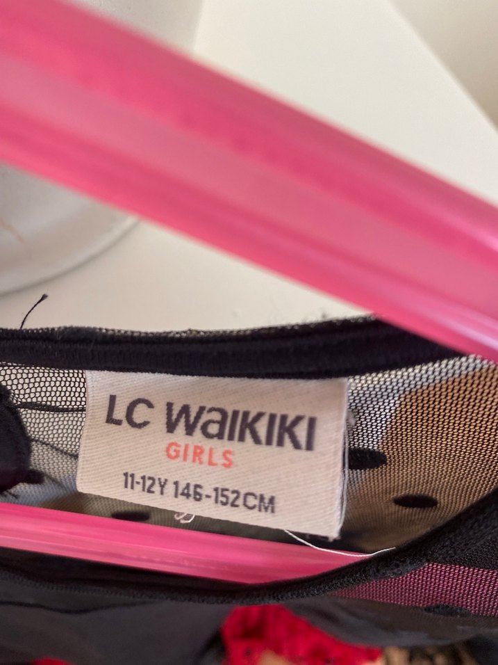 Kız Çocuk Kırmızı Puantiyeli Gotik Elbise - Görsel 2