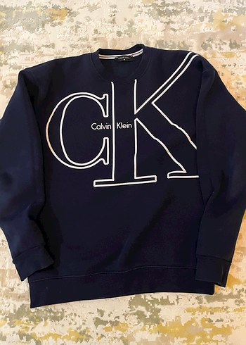 Calvin Klein Erkek Lacivert Baskili Sweatshirt