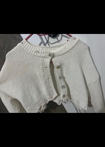 xs Beden beyaz Renk Düğmeli Beyaz crop Örgü Kadın Kazak zara hırka