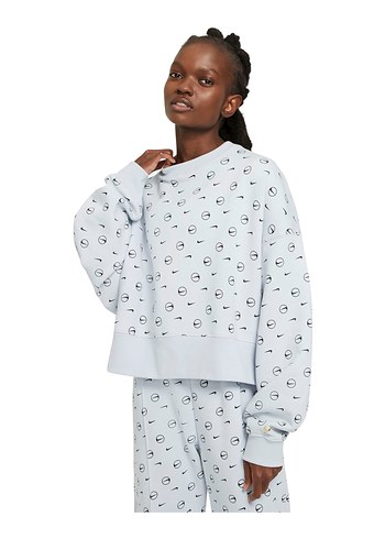 Nike Sportswear Fleece Printed Crew Kadın Sweatshirt orjinal
