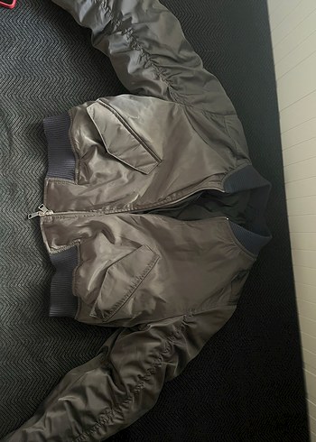 Gri Fermuarlı Kadın Ceket bomber