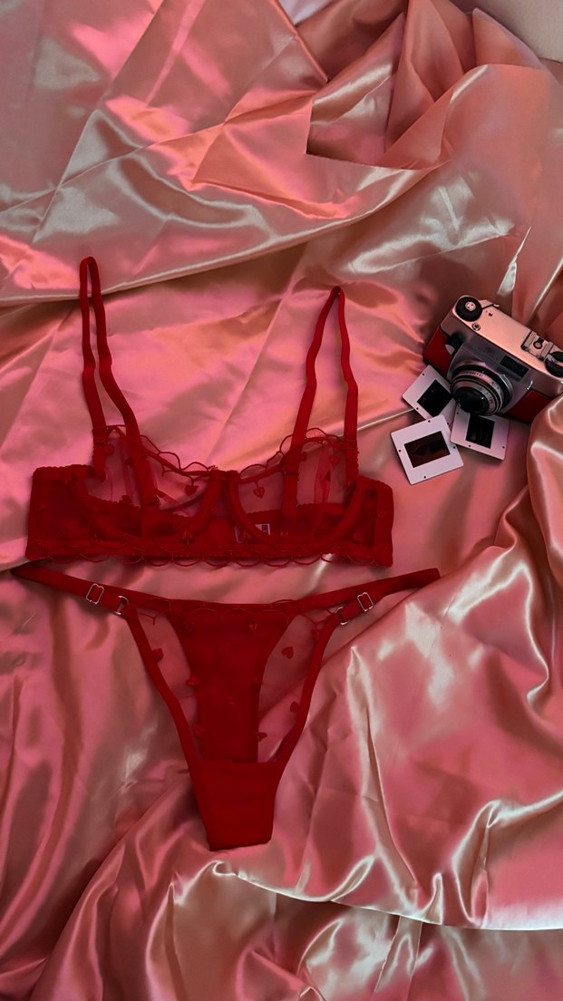 Kırmızı Nakışlı Mini Sütyen - Görsel 2