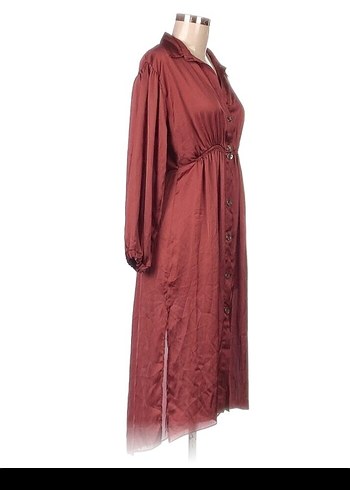 Zara uzun saten gömlek elbise - Görsel 3