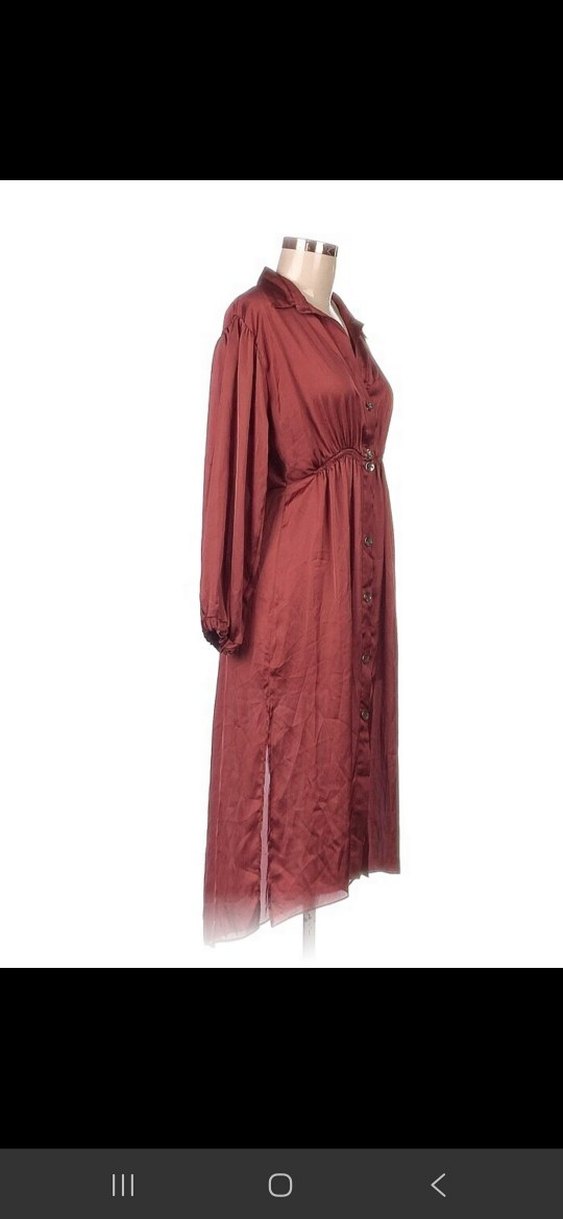 Zara uzun saten gömlek elbise - Görsel 3