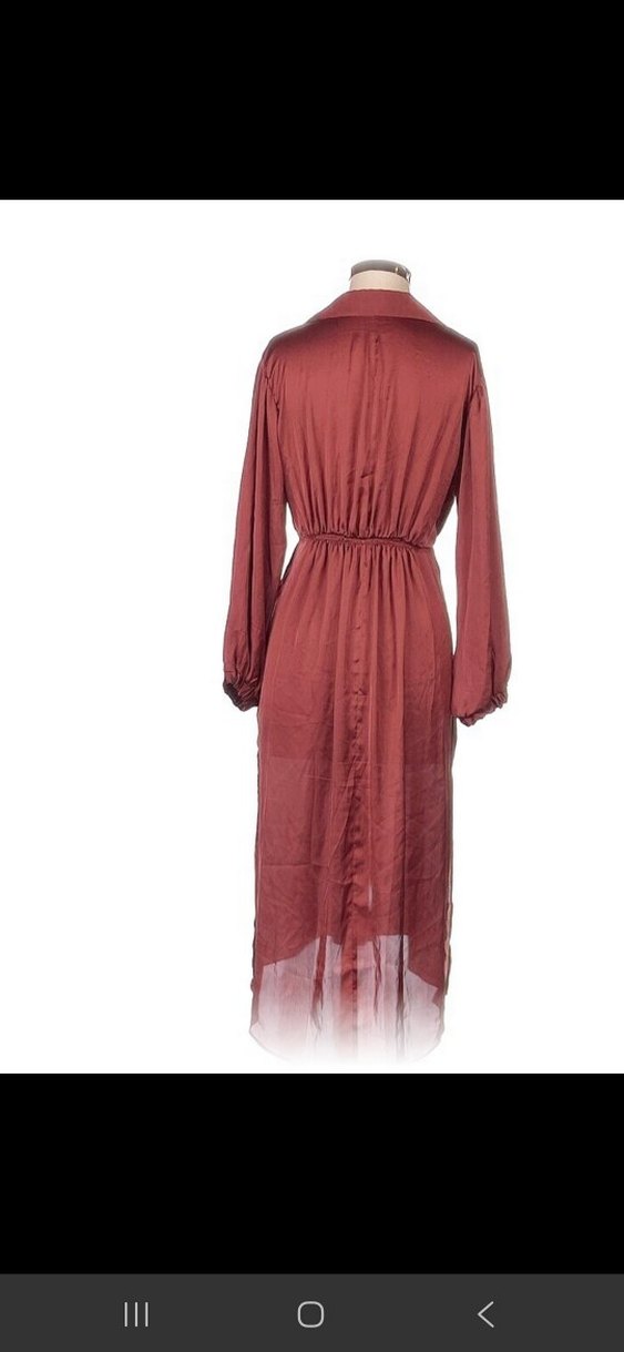 Zara uzun saten gömlek elbise - Görsel 4