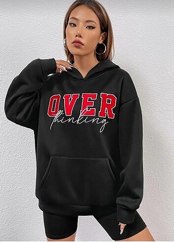 xl Beden siyah Renk Overthinking baskılı Sweatshirt 