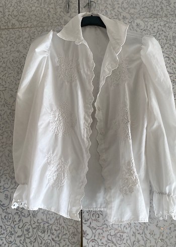 Diğer Romantik Beyaz Firfirli Bluz