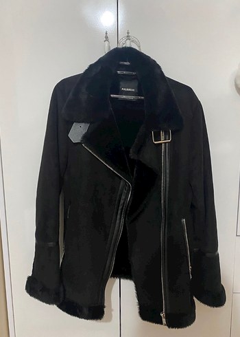 Pull and Bear Siyah Kurklu Biker Ceket