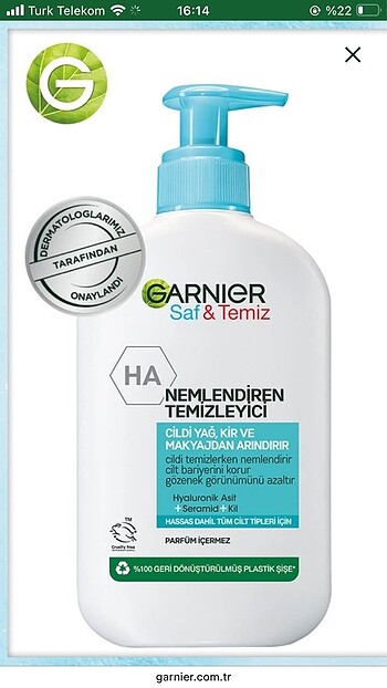 Garnier Yüz yıkama jeli
