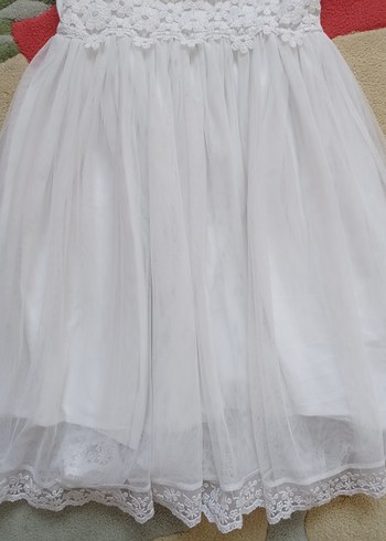 Kız Çocuk Beyaz Dantelli Elbise - Görsel 3