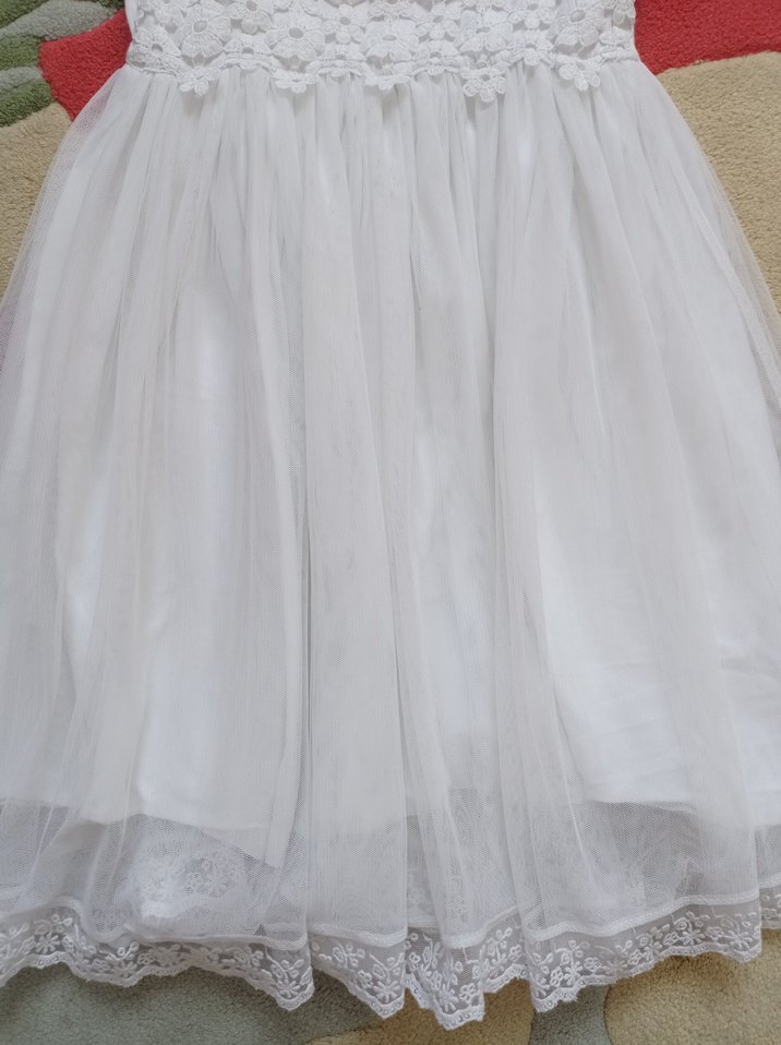 Kız Çocuk Beyaz Dantelli Elbise - Görsel 3