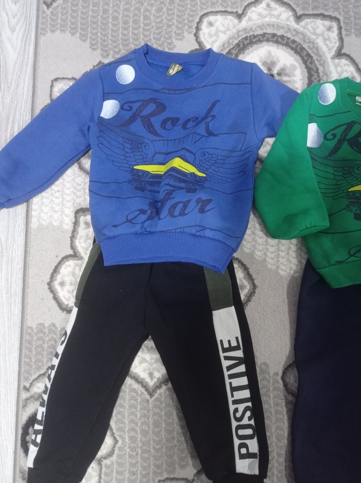 Renkli Baskılı Rock Punk Erkek Bebek Takımı - Görsel 2