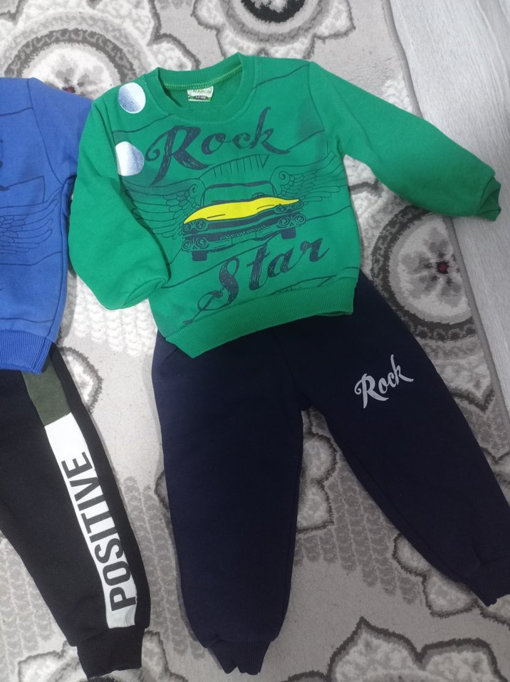 Renkli Baskılı Rock Punk Erkek Bebek Takımı - Görsel 3