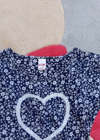 Kız Çocuk Kemerli Mavi Çiçekli Elbise - Görsel 2