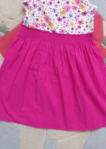 Çiçek Desenli Pembe Kız Elbise - Görsel 3