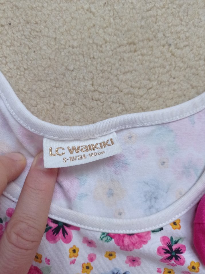 Çiçek Desenli Pembe Kız Elbise - Görsel 4