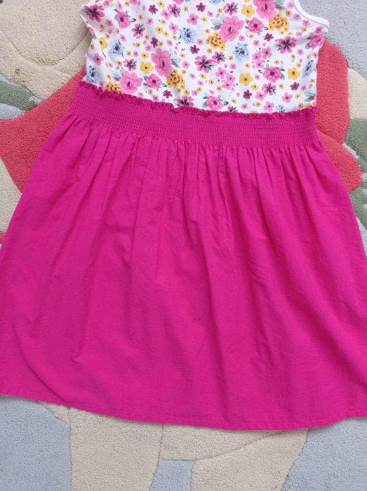 Çiçek Desenli Pembe Kız Elbise - Görsel 3