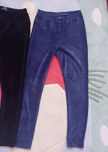 Kızlar İçin Mavi Kadife Tayt - Görsel 3