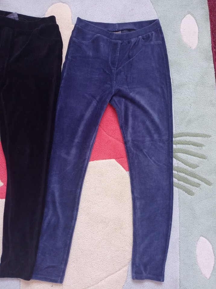 Kızlar İçin Mavi Kadife Tayt - Görsel 3