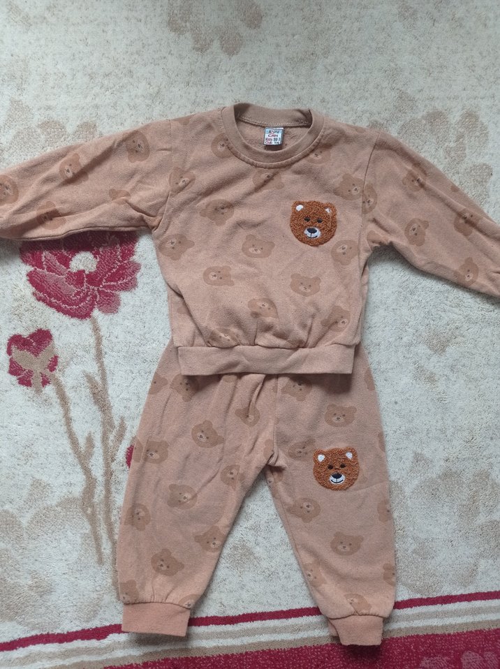 Kahverengi Bebek Kız Örgü Takım - Görsel 2