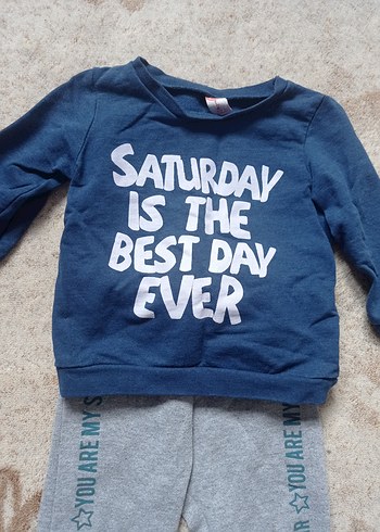 Uzun Kollu Gri Baskılı Erkek Bebek Takımı - Görsel 3