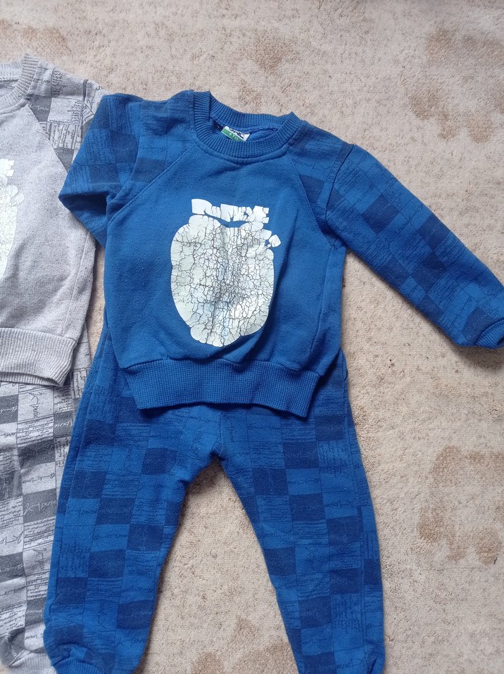 Uzun Kollu Gri Desenli Erkek Bebek Takımı - Görsel 3