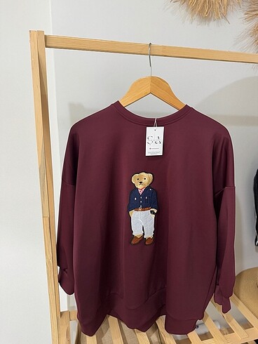 universal Beden bordo Renk Scuba Ayıcık Sweat