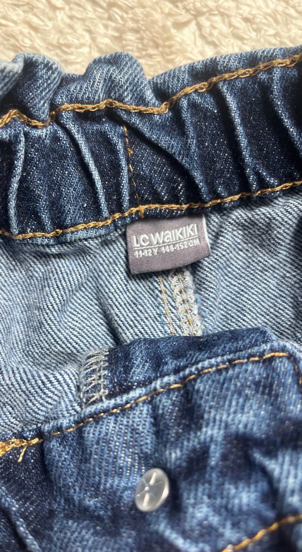 Yüksek Bel Rahat Kesim Mavi Denim Jean — görsel 3/4