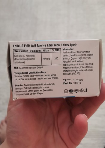 diğer Beden Aktif FolicUS Folik Asit 90 Tablet