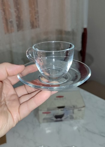 Paşabahçe 6'lı Cam Espresso Fincan ve Tabağı Seti