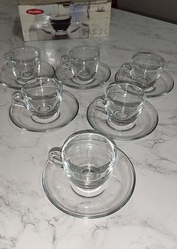 6'lı Cam Espresso Fincan ve Tabağı Seti