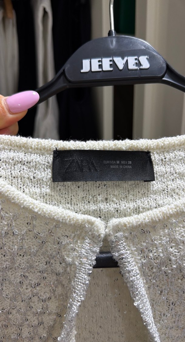 Zara Ekru Pullu ve metalik iplikli hırka — görsel 3/4