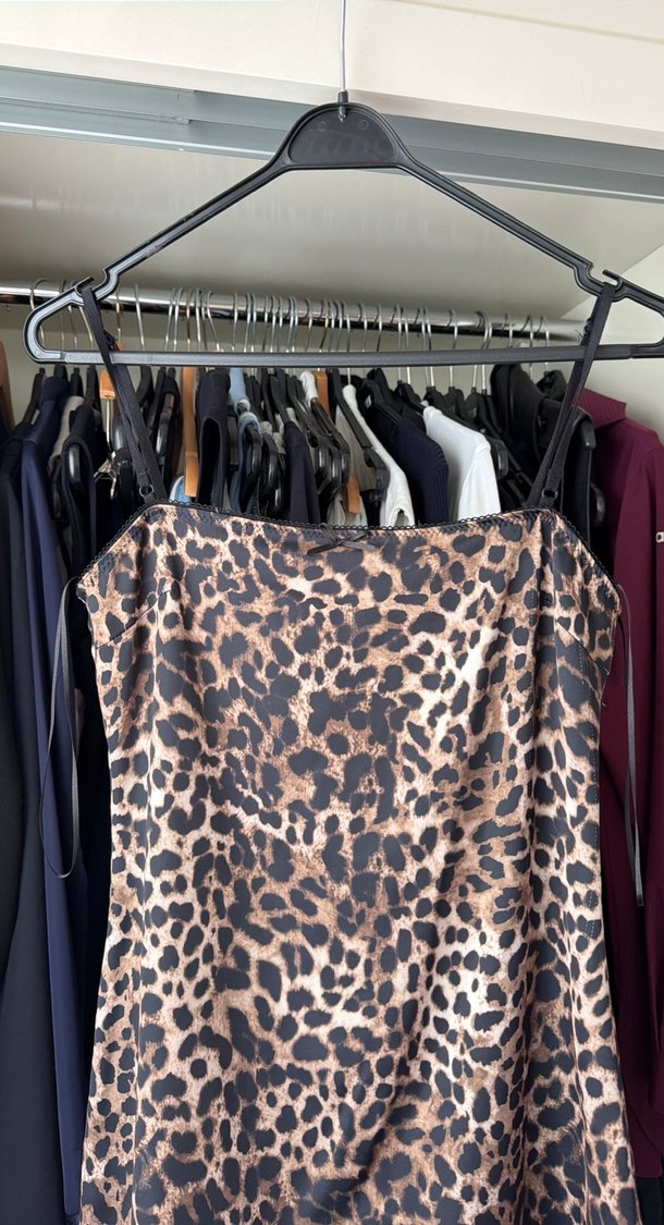 Zara Leopar Desenli Saten Elbise — görsel 2/8