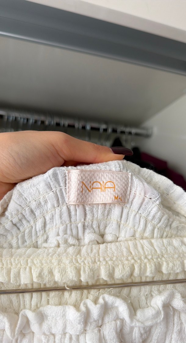 NAIA Romantik Katmanlı Beyaz Mini Etek — görsel 4/5