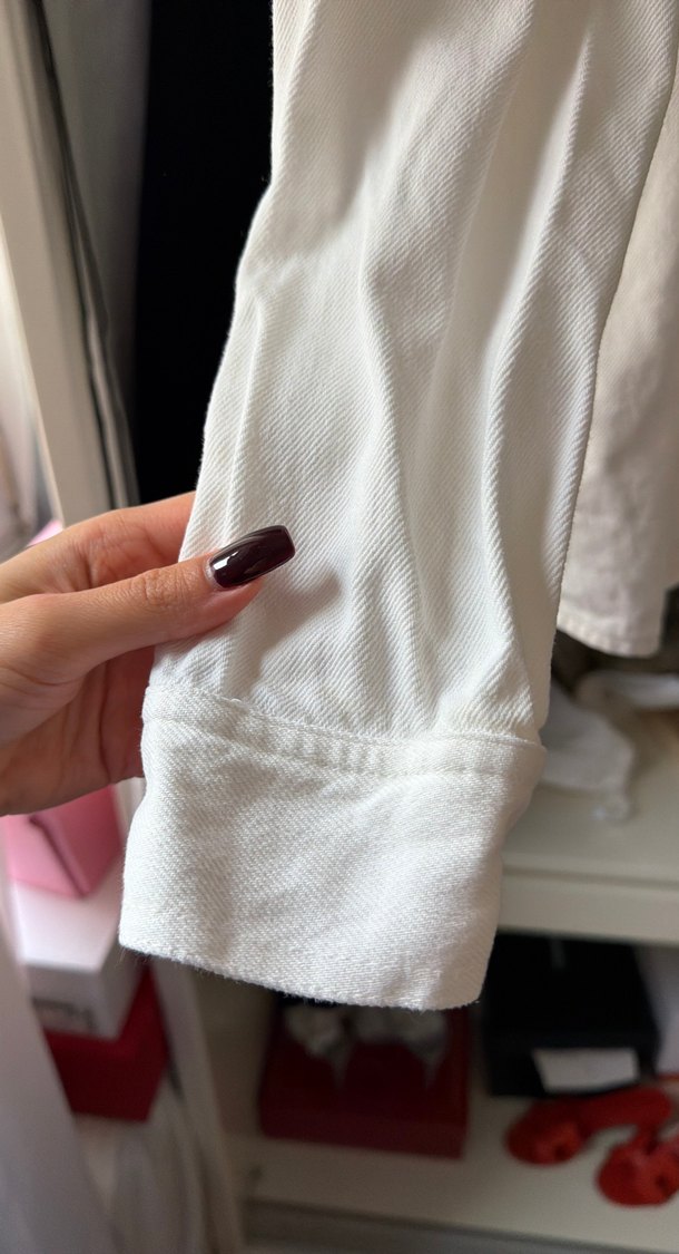 Zara Ekru Uzun Kollu Kot Gömlek Ceket — görsel 5/9